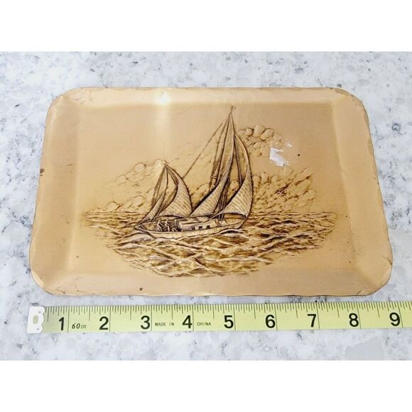 Bronze Hand Made Natale Grove City PA Vtg. Ltd. Edition Bronze Plate Sailboats - Picture 7 of 8